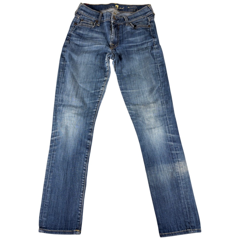 7 For All Mankind Jeans Womens 27 Blue Skinny Crop & Roll Faded Stretch Outdoor